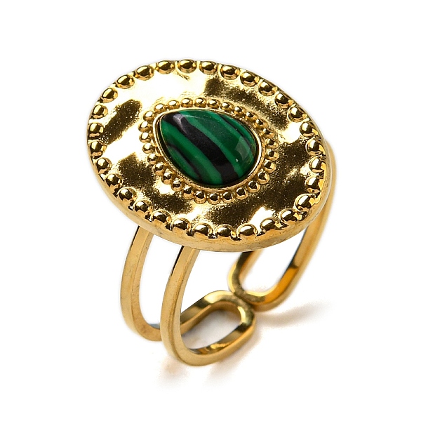 PandaHall Oval with Teardrop 304 Stainless Steel Open Cuff Rings, Synthetic Malachite Finger Rings for Women Men, Real 18K Gold Plated, US...
PandaHall Oval with Teardrop 304 Stainless Steel Open Cuff Rings, Synthetic Malachite Finger Rings for Women Men, Real 18K Gold Plated, US...