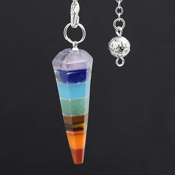 PandaHall Chakra Natural Mixed Stone Hexagonal Pointed Dowsing Pendulums, with Platinum Plated Brass Chains, Faceted Charm, Mixed Dyed and...
PandaHall Chakra Natural Mixed Stone Hexagonal Pointed Dowsing Pendulums, with Platinum Plated Brass Chains, Faceted Charm, Mixed Dyed and...