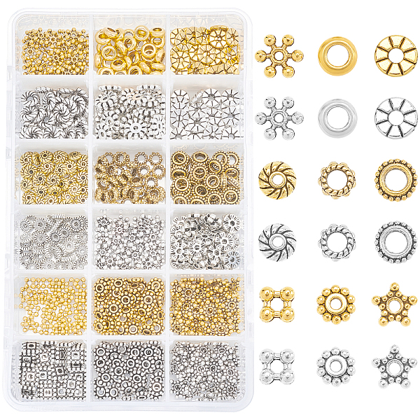 PandaHall Tibetan Style Alloy Spacer Beads, Lead Free & Cadmium Free, Mixed Shapes, Antique Silver & Antique Golden, 6.5mm, hole :2mm...
PandaHall Tibetan Style Alloy Spacer Beads, Lead Free & Cadmium Free, Mixed Shapes, Antique Silver & Antique Golden, 6.5mm, hole :2mm...