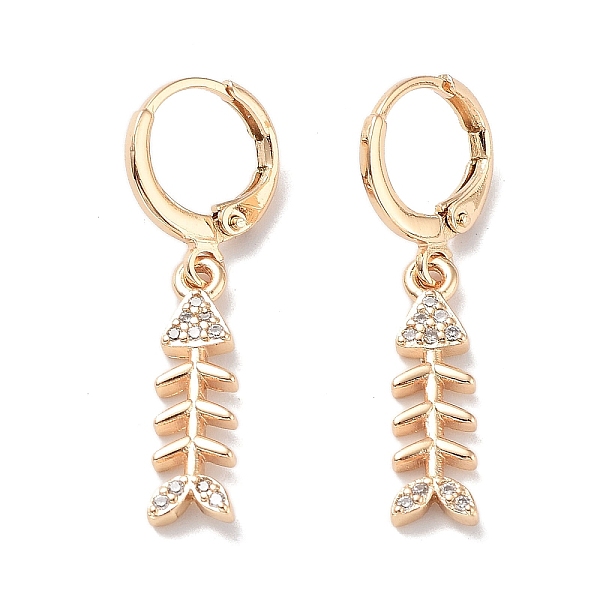 PandaHall Real 18K Gold Plated Brass Dangle Leverback Earrings, with Cubic Zirconia, Fishbone, Clear, 33x6mm Cubic Zirconia Fish Clear
PandaHall Real 18K Gold Plated Brass Dangle Leverback Earrings, with Cubic Zirconia, Fishbone, Clear, 33x6mm Cubic Zirconia Fish Clear