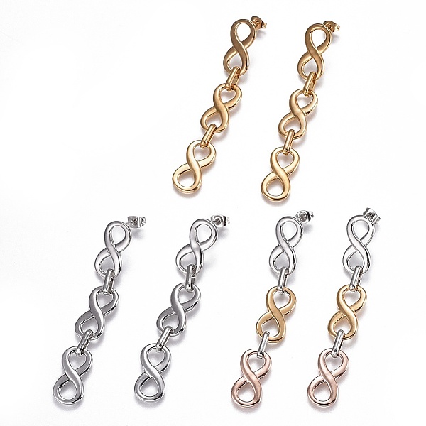 PandaHall 304 Stainless Steel Dangle Stud Earrings, Hypoallergenic Earrings, Infinity, Mixed Color, 70x11x2.5~5mm, Pin: 0.9mm 304 Stainless...
PandaHall 304 Stainless Steel Dangle Stud Earrings, Hypoallergenic Earrings, Infinity, Mixed Color, 70x11x2.5~5mm, Pin: 0.9mm 304 Stainless...