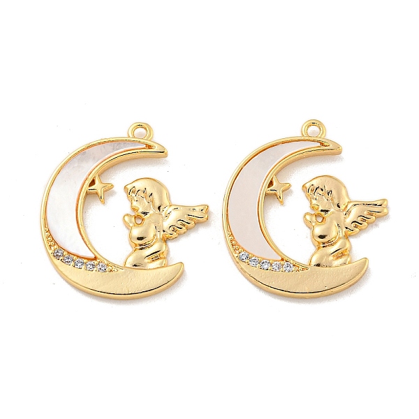 PandaHall Rack Plating Brass Micro Pave Clear Cubic Zirconia Pendants, with Shell, Shell Moom with Angel, Real 18K Gold Plated, 21x19x2mm...
PandaHall Rack Plating Brass Micro Pave Clear Cubic Zirconia Pendants, with Shell, Shell Moom with Angel, Real 18K Gold Plated, 21x19x2mm...