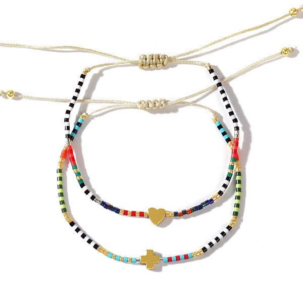 PandaHall Summer Glass Seed Beaded Braided Bracelet Sets, Adjustable Heart & Cross Synthetic Non-magnetic Hematite Stackable Bracelets for...
PandaHall Summer Glass Seed Beaded Braided Bracelet Sets, Adjustable Heart & Cross Synthetic Non-magnetic Hematite Stackable Bracelets for...