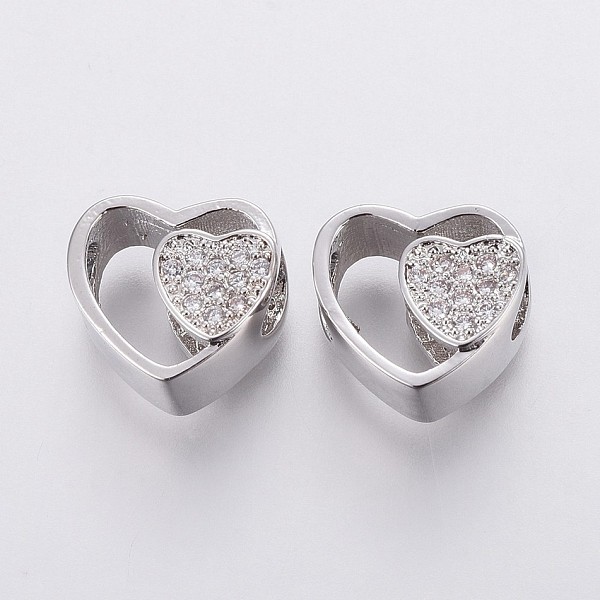 PandaHall Brass Micro Pave Cubic Zirconia European Beads, Large Hole Beads, Hollow, Heart, Clear, Platinum, 10.5x10.5x7.5mm, Hole: 4.5mm...
PandaHall Brass Micro Pave Cubic Zirconia European Beads, Large Hole Beads, Hollow, Heart, Clear, Platinum, 10.5x10.5x7.5mm, Hole: 4.5mm...