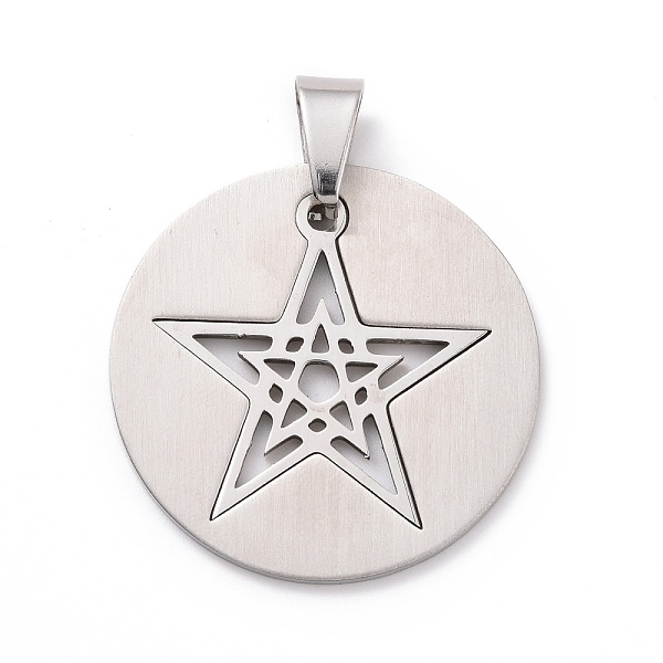 PandaHall Flat Round with Star 201 Stainless Steel Pendants, Stainless Steel Color, 31x31x1.5mm, Hole: 4x9mm 201 Stainless Steel Flat Round
PandaHall Flat Round with Star 201 Stainless Steel Pendants, Stainless Steel Color, 31x31x1.5mm, Hole: 4x9mm 201 Stainless Steel Flat Round