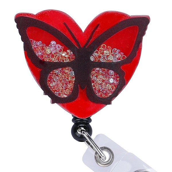 PandaHall Rhinestone Quicksand Effect Acrylic & ABS Plastic Badge Reel, Retractable Badge Holder, Butterfly, 92mm, Butterfly: 42x52.5mm..., Red
PandaHall Rhinestone Quicksand Effect Acrylic & ABS Plastic Badge Reel, Retractable Badge Holder, Butterfly, 92mm, Butterfly: 42x52.5mm..., Red