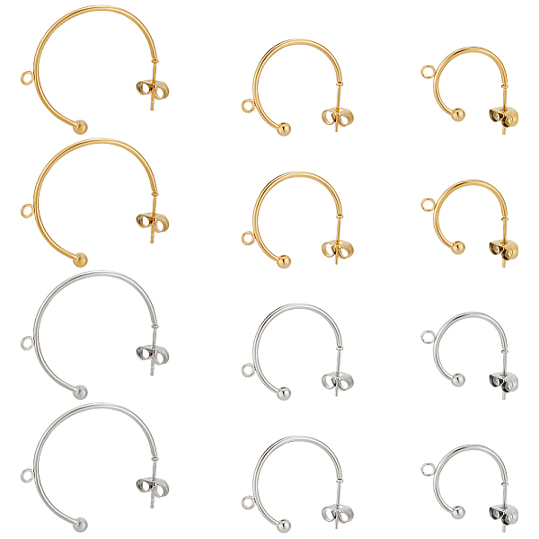 PandaHall Beebeecraft 24Pcs 6 Style 304 Stainless Steel C-shape Stud Earring Findings, Half Hoop Earrings with Horizontal Loops, Golden &...
PandaHall Beebeecraft 24Pcs 6 Style 304 Stainless Steel C-shape Stud Earring Findings, Half Hoop Earrings with Horizontal Loops, Golden &...