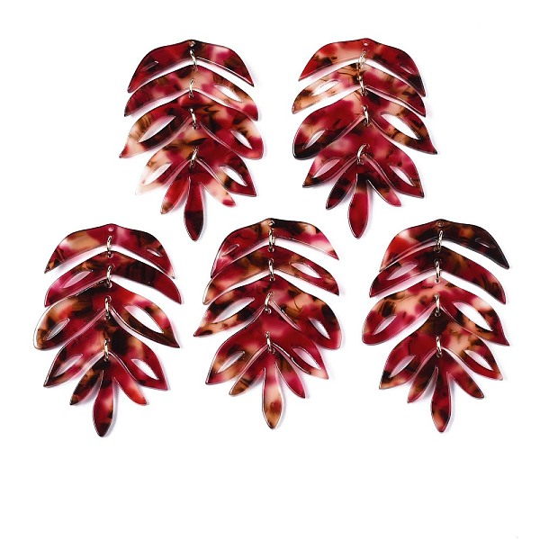 PandaHall Cellulose Acetate(Resin) Big Pendants, with Light Gold Plated Brass Loops, Leaf, Dark Red, 65x42x2.5mm, Hole: 1.2mm, Jump Ring...
PandaHall Cellulose Acetate(Resin) Big Pendants, with Light Gold Plated Brass Loops, Leaf, Dark Red, 65x42x2.5mm, Hole: 1.2mm, Jump Ring...