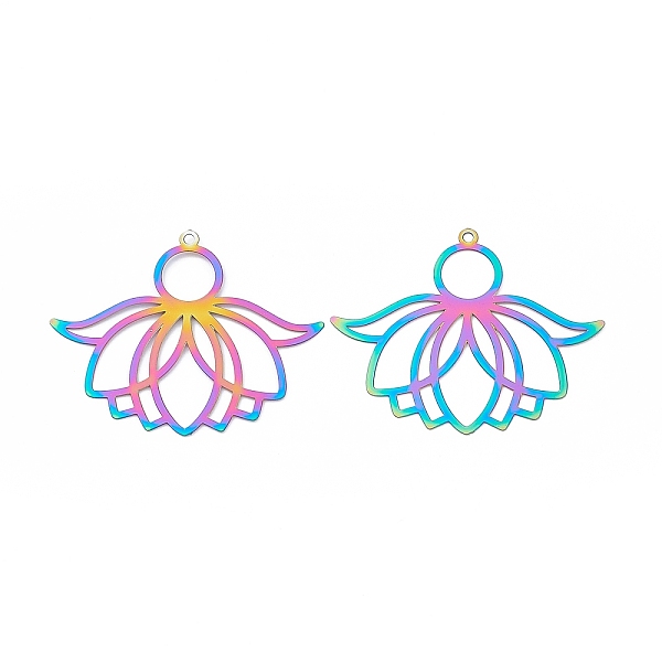 PandaHall 201 Stainless Steel Pendants, Etched Metal Embellishments, Lotus Charm, Rainbow Color, 30.5x38x0.2mm, Hole: 1.4mm 201 Stainless...
PandaHall 201 Stainless Steel Pendants, Etched Metal Embellishments, Lotus Charm, Rainbow Color, 30.5x38x0.2mm, Hole: 1.4mm 201 Stainless...