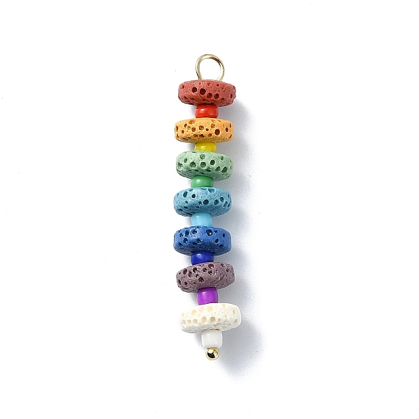 PandaHall Chakra Natural Lava Rock Dyed Flat Round Pendants, Colorful Gems 304 Stainless Steel Glass Seed Beads Charms, Golden, 42~42.5x8mm...
PandaHall Chakra Natural Lava Rock Dyed Flat Round Pendants, Colorful Gems 304 Stainless Steel Glass Seed Beads Charms, Golden, 42~42.5x8mm...