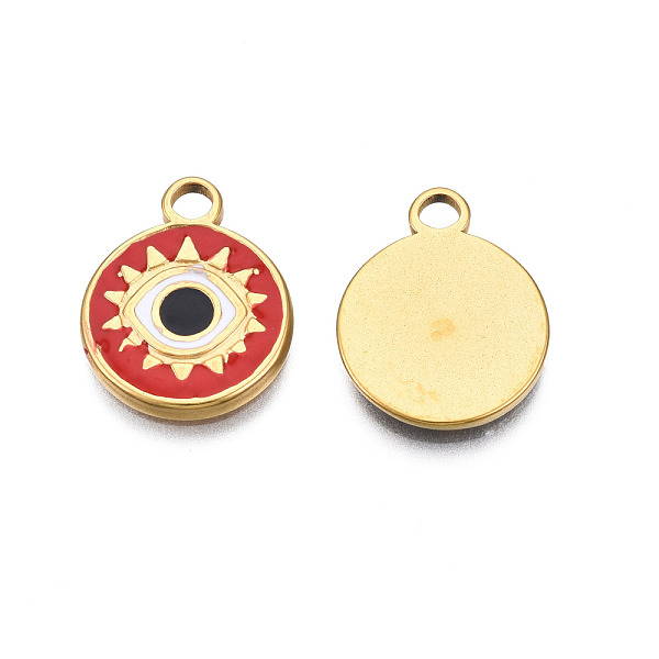 PandaHall 304 Stainless Steel Enamel Pendants, Real 18K Gold Plated, Flat Round with Eye, Dark Red, 17x13.5x1.5mm, Hole: 2mm Stainless...
PandaHall 304 Stainless Steel Enamel Pendants, Real 18K Gold Plated, Flat Round with Eye, Dark Red, 17x13.5x1.5mm, Hole: 2mm Stainless...