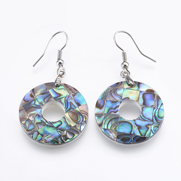 PandaHall Abalone Shell/Paua Shell Dangle Earrings, with Brass Findings, Donut, Platinum, 47~48mm, Pin: 0.7mm Shell
PandaHall Abalone Shell/Paua Shell Dangle Earrings, with Brass Findings, Donut, Platinum, 47~48mm, Pin: 0.7mm Shell