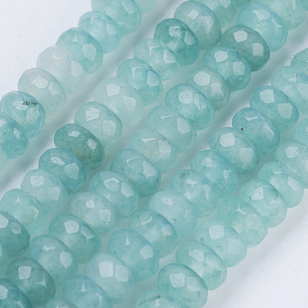 PandaHall Natural White Jade Beads Strands, Dyed, Faceted, Rondelle, Pale Turquoise, 4~4.5x2~2.5mm, Hole: 1mm, about 150pcs/strand, 15.1..., Cyan
PandaHall Natural White Jade Beads Strands, Dyed, Faceted, Rondelle, Pale Turquoise, 4~4.5x2~2.5mm, Hole: 1mm, about 150pcs/strand, 15.1..., Cyan