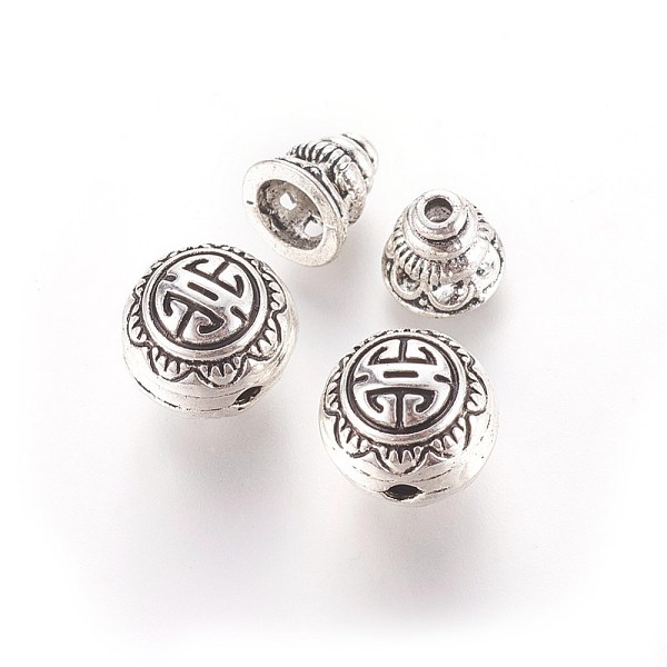 PandaHall Tibetan Style Alloy Guru Bead Sets, T-Drilled Beads, 3-Hole Round & Buddha Head Beads, Antique Silver, 10mm, Hole: 2mm, Calabash...
PandaHall Tibetan Style Alloy Guru Bead Sets, T-Drilled Beads, 3-Hole Round & Buddha Head Beads, Antique Silver, 10mm, Hole: 2mm, Calabash...