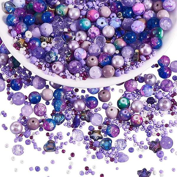 PandaHall 2 Bag Glass Round Beads Set, Colorful & Cracked Faceted Round, with Glass Seed Beads, for DIY Bracelet Jewelry Making, Purple...
PandaHall 2 Bag Glass Round Beads Set, Colorful & Cracked Faceted Round, with Glass Seed Beads, for DIY Bracelet Jewelry Making, Purple...