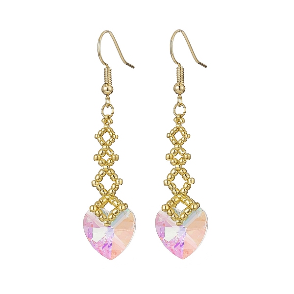 PandaHall Seed Braided Rhombus with Glass Dangle Earrings, Golden Brass Wire Wrap Long Drop Earrings for Women, Heart Pattern, 57.5mm, Pin...
PandaHall Seed Braided Rhombus with Glass Dangle Earrings, Golden Brass Wire Wrap Long Drop Earrings for Women, Heart Pattern, 57.5mm, Pin...