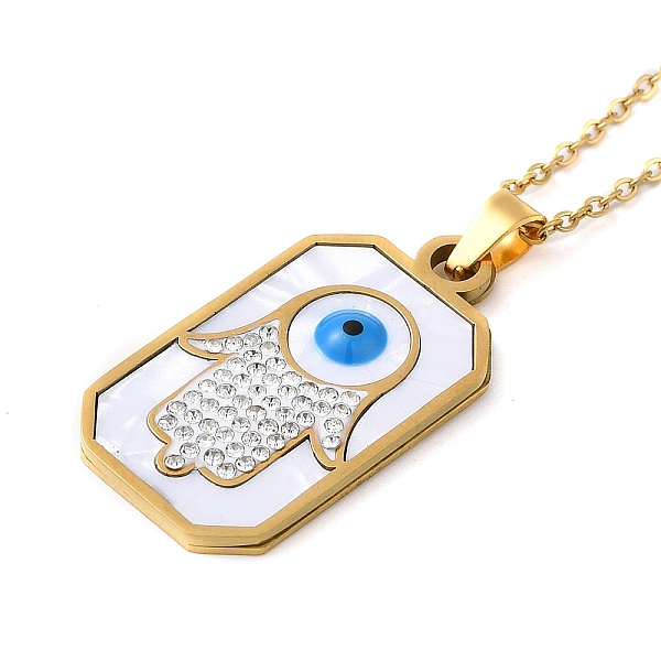 PandaHall Hamsa Hand with Evil Eye Natural Shell Enamel Pendant Necklaces, with 304 Stainless Steel Cable Chains, Golden, 16.02 inch(40.7cm)...
PandaHall Hamsa Hand with Evil Eye Natural Shell Enamel Pendant Necklaces, with 304 Stainless Steel Cable Chains, Golden, 16.02 inch(40.7cm)...