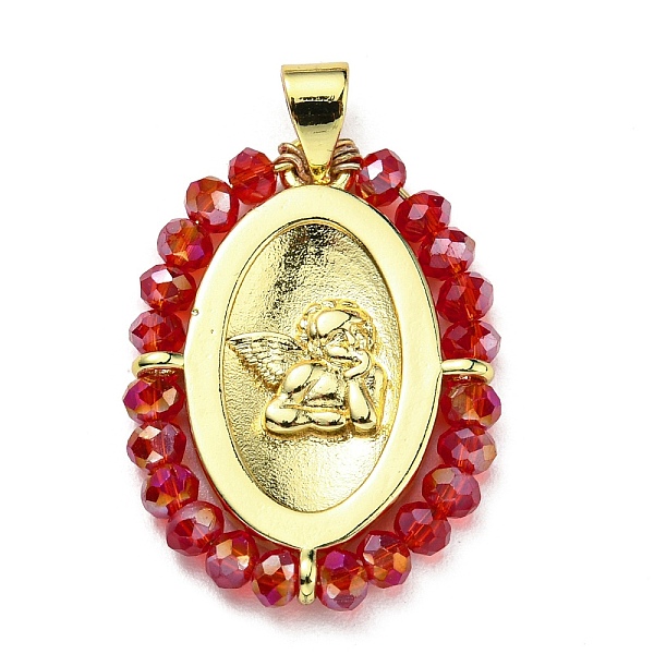 PandaHall Brass with Glass Pendants, Cadmium Free & Lead Free, Real 18K Gold Plated, Oval with Angel Pattern, FireBrick..., Red
PandaHall Brass with Glass Pendants, Cadmium Free & Lead Free, Real 18K Gold Plated, Oval with Angel Pattern, FireBrick..., Red