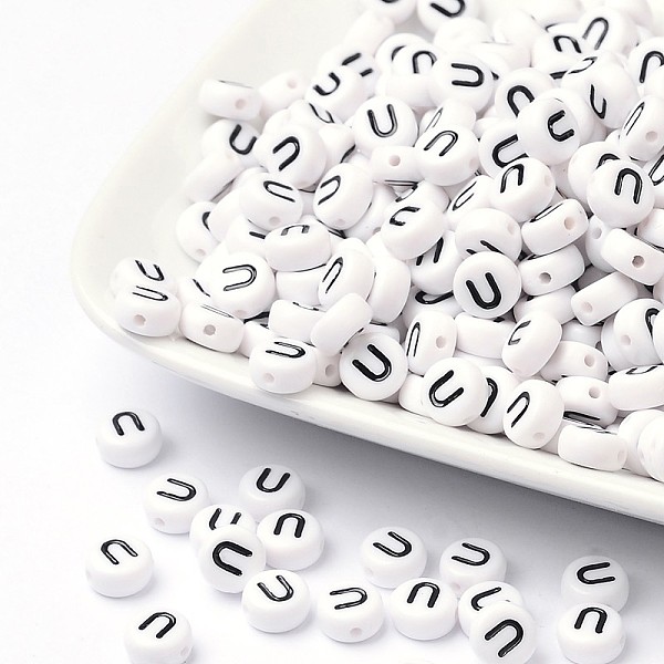 PandaHall Acrylic Beads, with Horizontal Hole, Letter, Flat Round, Letter.U, 7x4mm, Hole: 1mm, about 146pcs/20g Acrylic Flat Round White
PandaHall Acrylic Beads, with Horizontal Hole, Letter, Flat Round, Letter.U, 7x4mm, Hole: 1mm, about 146pcs/20g Acrylic Flat Round White