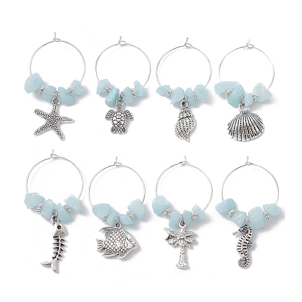 PandaHall 8Pcs Sea Animal Alloy Pendants Wine Glass Charms Sets, with Natural White Jade Chip and Brass Wine Glass Charm Rings, Antique...
PandaHall 8Pcs Sea Animal Alloy Pendants Wine Glass Charms Sets, with Natural White Jade Chip and Brass Wine Glass Charm Rings, Antique...