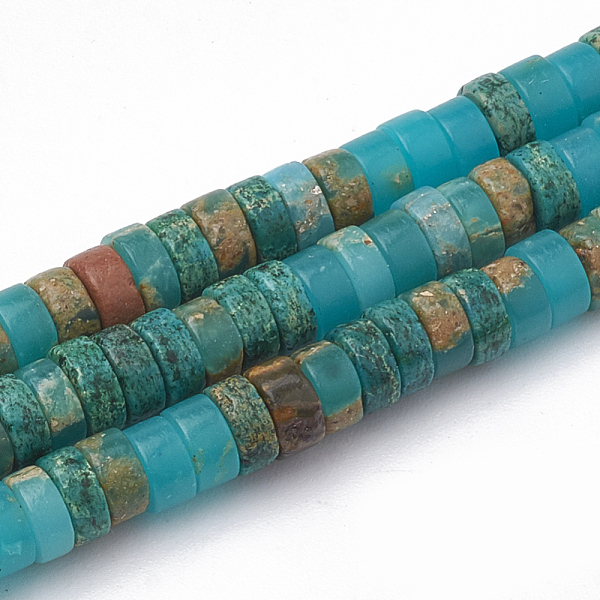 PandaHall Synthetic Imperial Jasper Beads Strands, Heishi Beads, Flat Round/Disc, Dark Turquoise, 4~5x2~2.5mm, Hole: 0.5mm, about..., Cyan
PandaHall Synthetic Imperial Jasper Beads Strands, Heishi Beads, Flat Round/Disc, Dark Turquoise, 4~5x2~2.5mm, Hole: 0.5mm, about..., Cyan