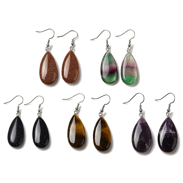 PandaHall Natural & Synthetic Mixed Gemstone Teardrop Dangle Earrings, Platinum Brass Earrings, 50.5x15mm Mixed Goldstone Teardrop
PandaHall Natural & Synthetic Mixed Gemstone Teardrop Dangle Earrings, Platinum Brass Earrings, 50.5x15mm Mixed Goldstone Teardrop
