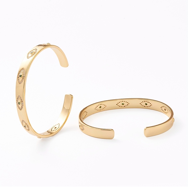 PandaHall Brass Micro Pave Cubic Zirconia Cuff Bangles, Eye, Real 18K Gold Plated, Green, Inner Diameter: 2-1/4~2-3/8 inch(5.8~6.1cm) Brass...
PandaHall Brass Micro Pave Cubic Zirconia Cuff Bangles, Eye, Real 18K Gold Plated, Green, Inner Diameter: 2-1/4~2-3/8 inch(5.8~6.1cm) Brass...