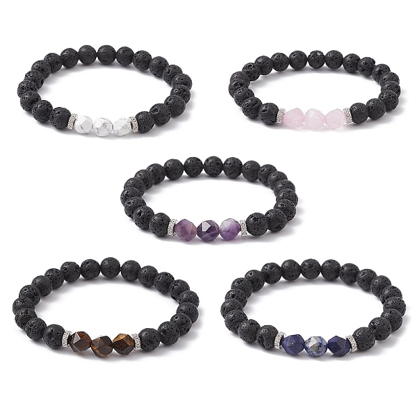PandaHall Natural Lava Rock & Mixed Gemstone Round Beaded Stretch Bracelets, Inner Diameter: 2-3/8 inch(6.1cm) Mixed Stone
PandaHall Natural Lava Rock & Mixed Gemstone Round Beaded Stretch Bracelets, Inner Diameter: 2-3/8 inch(6.1cm) Mixed Stone