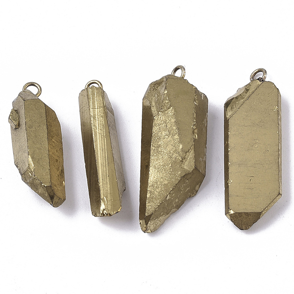 PandaHall Vacuum Plating Natural Quartz Crystal Pendants, with Brass Loop, Strip Shape, Dark Goldenrod, 24~36x7~16x6~11mm, Hole: 1.8mm..., Gold
PandaHall Vacuum Plating Natural Quartz Crystal Pendants, with Brass Loop, Strip Shape, Dark Goldenrod, 24~36x7~16x6~11mm, Hole: 1.8mm..., Gold