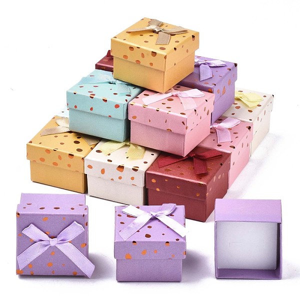 PandaHall Cardboard Ring Boxes, with Bowknot Ribbon Outside and White Sponge Inside, Square, Mixed Color, 5~5.3x5~5.3x3.8~4cm Paper Square..., Multicolor
PandaHall Cardboard Ring Boxes, with Bowknot Ribbon Outside and White Sponge Inside, Square, Mixed Color, 5~5.3x5~5.3x3.8~4cm Paper Square..., Multicolor