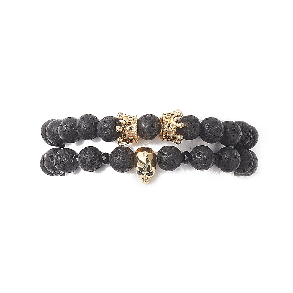 PandaHall 2Pcs 2 Style Natural Lava Rock & Brass Beaded Stretch Bracelets Set, Cubic Zirconia Crown & Skull Stackable Bracelets for Women...
PandaHall 2Pcs 2 Style Natural Lava Rock & Brass Beaded Stretch Bracelets Set, Cubic Zirconia Crown & Skull Stackable Bracelets for Women...