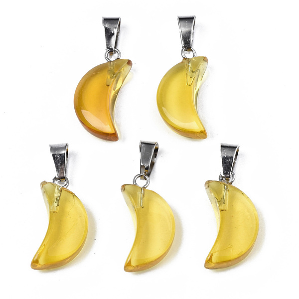 PandaHall Transparent Spray Painted Glass Pendants, with Platinum Plated Brass Bails, Moon, Light Khaki, 21.5x10.5x6mm, Hole: 4mm...
PandaHall Transparent Spray Painted Glass Pendants, with Platinum Plated Brass Bails, Moon, Light Khaki, 21.5x10.5x6mm, Hole: 4mm...