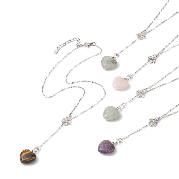 PandaHall 5Pcs 5 Style Natural Mixed Gemstone Heart Lariat Necklaces Set, Brass Fairy Pendant Stackable Necklaces for Women, 19.49 inch...
PandaHall 5Pcs 5 Style Natural Mixed Gemstone Heart Lariat Necklaces Set, Brass Fairy Pendant Stackable Necklaces for Women, 19.49 inch...