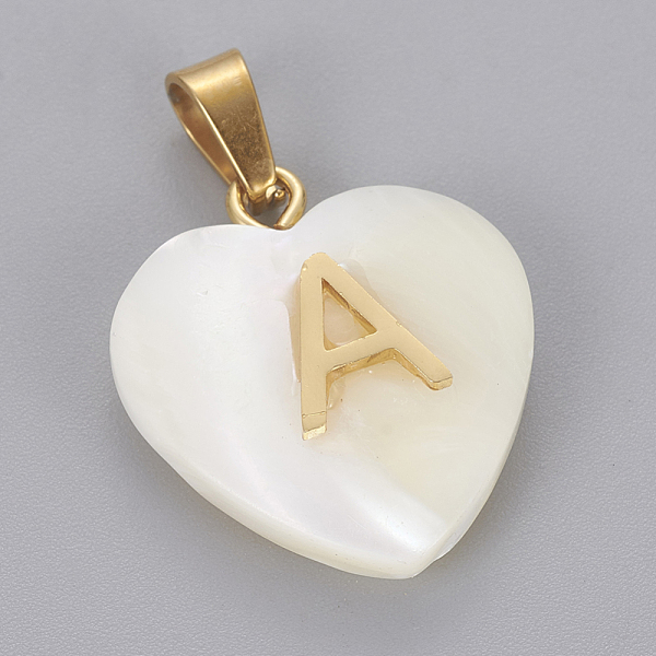 PandaHall Shell Pendants, with 304 Stainless Steel Findings, Heart with Letter, Golden, Letter.A, 23.5x20x7mm, Hole: 3.5x7mm Shell Letter A..., White
PandaHall Shell Pendants, with 304 Stainless Steel Findings, Heart with Letter, Golden, Letter.A, 23.5x20x7mm, Hole: 3.5x7mm Shell Letter A..., White