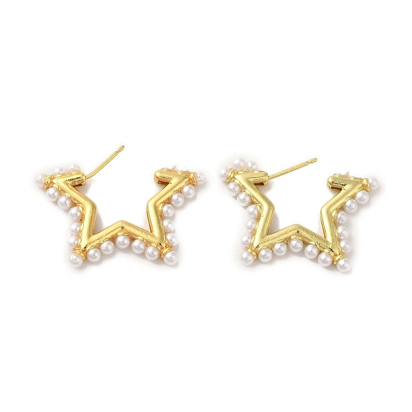 PandaHall Rack Plating Brass Studs Earrings, with Plastic Beads, Long-Lasting Plated, Lead Free & Cadmium Free, Star, Real 18K Gold Plated...
PandaHall Rack Plating Brass Studs Earrings, with Plastic Beads, Long-Lasting Plated, Lead Free & Cadmium Free, Star, Real 18K Gold Plated...