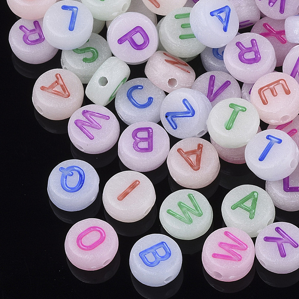 PandaHall Luminous Acrylic Beads, Horizontal Hole, Random Mixed Letters, Flat Round with Letter, Mixed Color, 7x3.5~4mm, Hole: 1.2mm, about..., Multicolor
PandaHall Luminous Acrylic Beads, Horizontal Hole, Random Mixed Letters, Flat Round with Letter, Mixed Color, 7x3.5~4mm, Hole: 1.2mm, about..., Multicolor