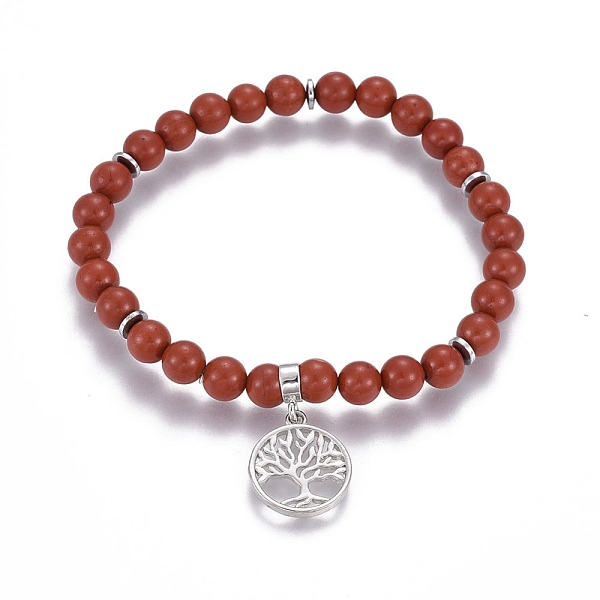 PandaHall Natural Red Jasper Charm Bracelets, with Brass Findings, Flat Round with Tree of Life, 2-1/8 inch(5.5cm)~2-1/4 inch(5.6cm), beads...
PandaHall Natural Red Jasper Charm Bracelets, with Brass Findings, Flat Round with Tree of Life, 2-1/8 inch(5.5cm)~2-1/4 inch(5.6cm), beads...