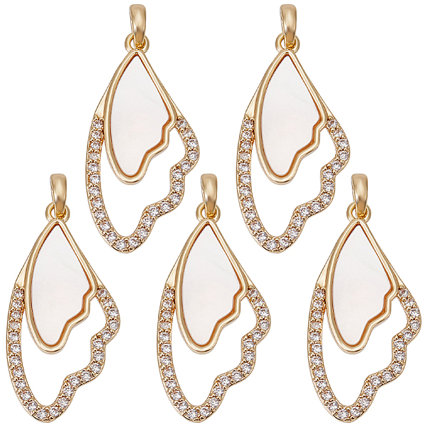 PandaHall Beebeecraft 5Pcs Rack Plating Brass Shell Pendants, with Cubic Zirconia, Long-Lasting Plated, Wing Charms, Real 18K Gold Plated...
PandaHall Beebeecraft 5Pcs Rack Plating Brass Shell Pendants, with Cubic Zirconia, Long-Lasting Plated, Wing Charms, Real 18K Gold Plated...