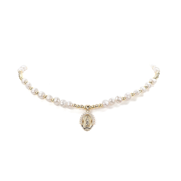 PandaHall Brass Virgin Mary Pendant Necklace with Natural Pearl Beaded Chains for Women, White, 17.17 inch(43.6cm) Pearl White
PandaHall Brass Virgin Mary Pendant Necklace with Natural Pearl Beaded Chains for Women, White, 17.17 inch(43.6cm) Pearl White