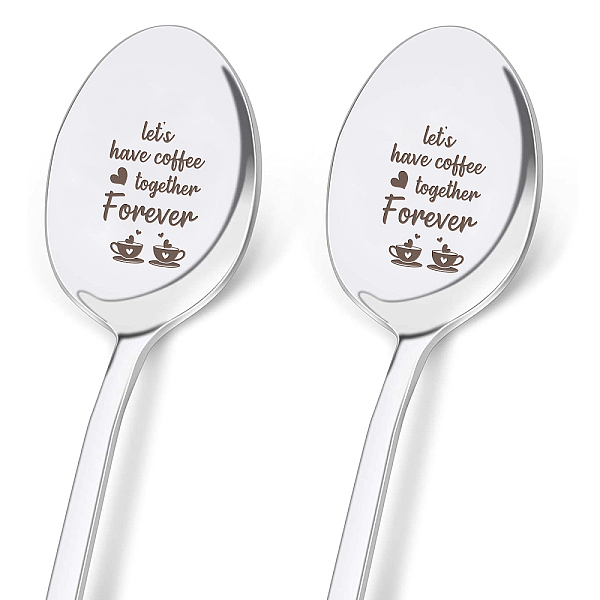PandaHall Stainless Steel Spoons Set, Including 2 Spoons with Word, Stainless Steel Color, Cup Pattern, 196x32mm, 2pcs/set Stainless Steel..., Black
PandaHall Stainless Steel Spoons Set, Including 2 Spoons with Word, Stainless Steel Color, Cup Pattern, 196x32mm, 2pcs/set Stainless Steel..., Black