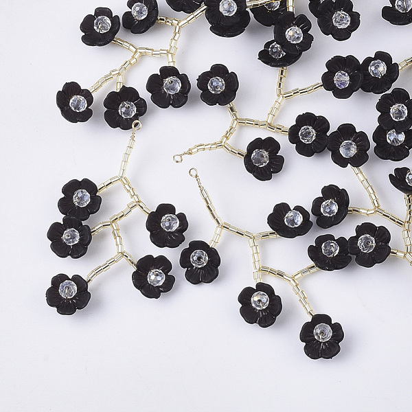 PandaHall Acrylic Big Pendants, with Clear Glass Beads and Golden Plated Brass Wires, Flower, Black, 55~60x30~35mm, Hole: 2mm Brass+Acrylic...
PandaHall Acrylic Big Pendants, with Clear Glass Beads and Golden Plated Brass Wires, Flower, Black, 55~60x30~35mm, Hole: 2mm Brass+Acrylic...