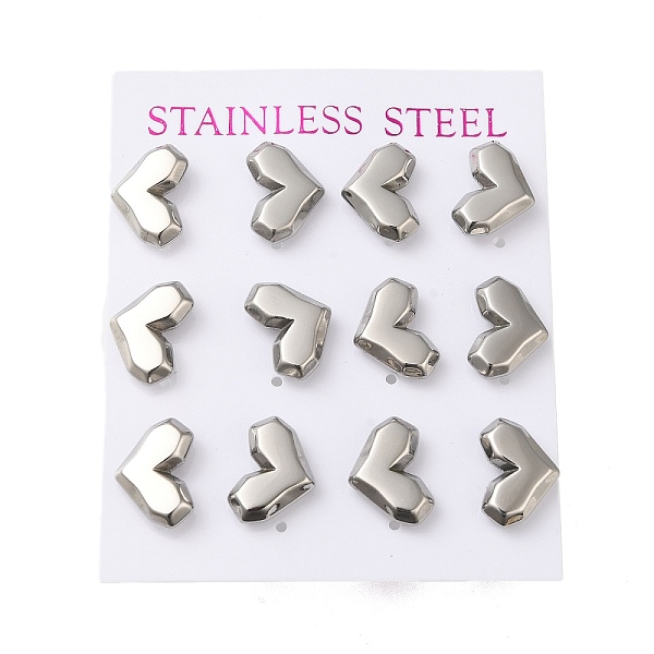 PandaHall 304 Stainless Steel Stud Earring, Heart, Stainless Steel Color, 13x11.5mm, 12pcs/set 304 Stainless Steel Heart
PandaHall 304 Stainless Steel Stud Earring, Heart, Stainless Steel Color, 13x11.5mm, 12pcs/set 304 Stainless Steel Heart