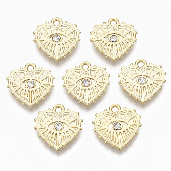 PandaHall Alloy Charms, with Crystal Rhinestone, Cadmium Free & Nickel Free & Lead Free, Texured, Heart with Eye, Real 18K Gold Plated..., Clear
PandaHall Alloy Charms, with Crystal Rhinestone, Cadmium Free & Nickel Free & Lead Free, Texured, Heart with Eye, Real 18K Gold Plated..., Clear