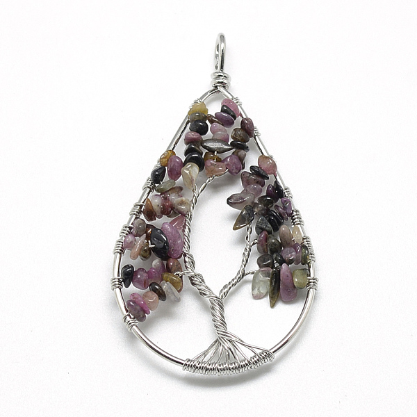 PandaHall Natural Chip Tourmaline Big Pendants, with Brass Wires, Teardrop & Tree, Platinum, 78~81x40~43x5~10mm, Hole: 4.5mm Tourmaline...
PandaHall Natural Chip Tourmaline Big Pendants, with Brass Wires, Teardrop & Tree, Platinum, 78~81x40~43x5~10mm, Hole: 4.5mm Tourmaline...
