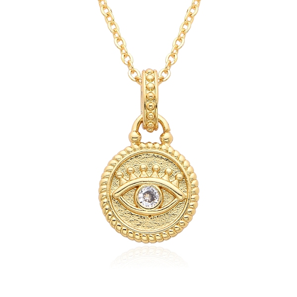 PandaHall Brass Micro Pave Clear Cubic Zirconia Pendants Necklaces for Women, Flat Round with Evil Eye, Golden, 17.52 inch(44.5cm) Brass...
PandaHall Brass Micro Pave Clear Cubic Zirconia Pendants Necklaces for Women, Flat Round with Evil Eye, Golden, 17.52 inch(44.5cm) Brass...