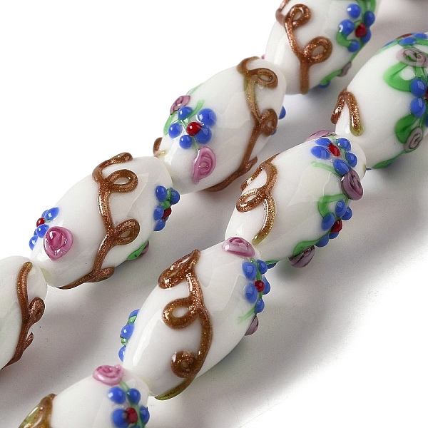 PandaHall Handmade Lampwork Beads, Rice wit Flower, White, 23x12~13mm, Hole: 1.6mm Lampwork Barrel White
PandaHall Handmade Lampwork Beads, Rice wit Flower, White, 23x12~13mm, Hole: 1.6mm Lampwork Barrel White