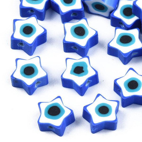 PandaHall Handmade Polymer Clay Beads, Star with Evil Eye, Blue, 9x9x3.5~4.5mm, Hole: 1.4mm Polymer Clay Star Blue
PandaHall Handmade Polymer Clay Beads, Star with Evil Eye, Blue, 9x9x3.5~4.5mm, Hole: 1.4mm Polymer Clay Star Blue