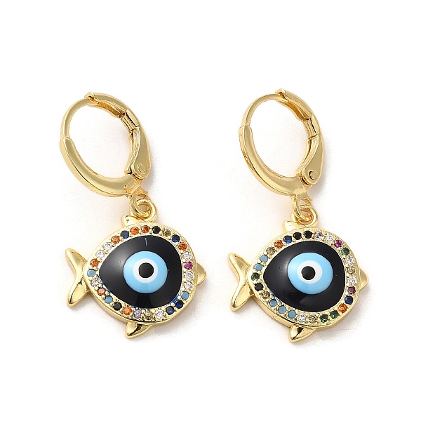 PandaHall Evil Eye Real 18K Gold Plated Brass Dangle Leverback Earrings, with Enamel and Cubic Zirconia, Fish, 29x15mm Cubic Zirconia Fish
PandaHall Evil Eye Real 18K Gold Plated Brass Dangle Leverback Earrings, with Enamel and Cubic Zirconia, Fish, 29x15mm Cubic Zirconia Fish