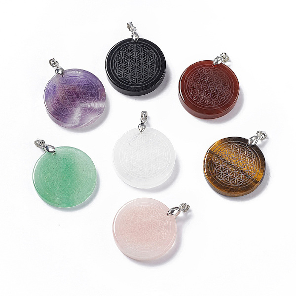 PandaHall Natural Mixed Stone Pendants, Flat Round Charms with Round Pattern, with Rack Plating Platinum Tone Brass Findings, Cadmium Free &...
PandaHall Natural Mixed Stone Pendants, Flat Round Charms with Round Pattern, with Rack Plating Platinum Tone Brass Findings, Cadmium Free &...
