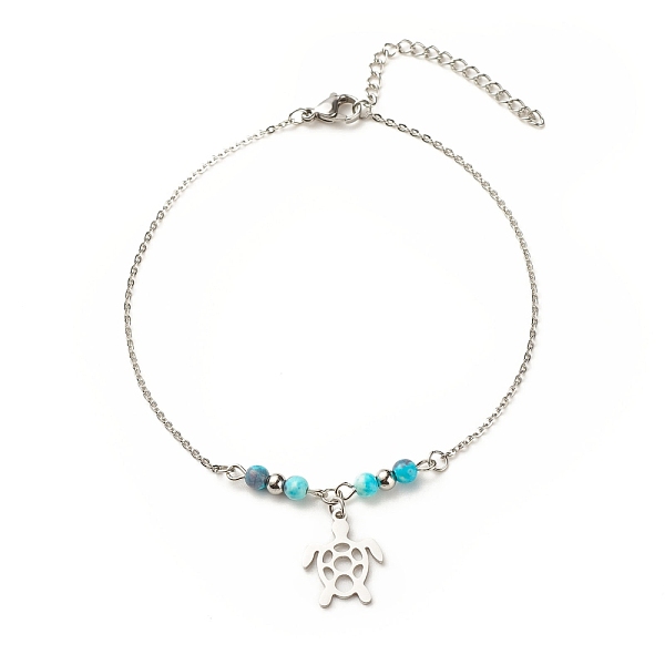 PandaHall 304 Stainless Steel Turtle Charm Anklet with Round Natural White Jade Beads for Women, Stainless Steel Color, 9-7/8 inch(25cm)...
PandaHall 304 Stainless Steel Turtle Charm Anklet with Round Natural White Jade Beads for Women, Stainless Steel Color, 9-7/8 inch(25cm)...